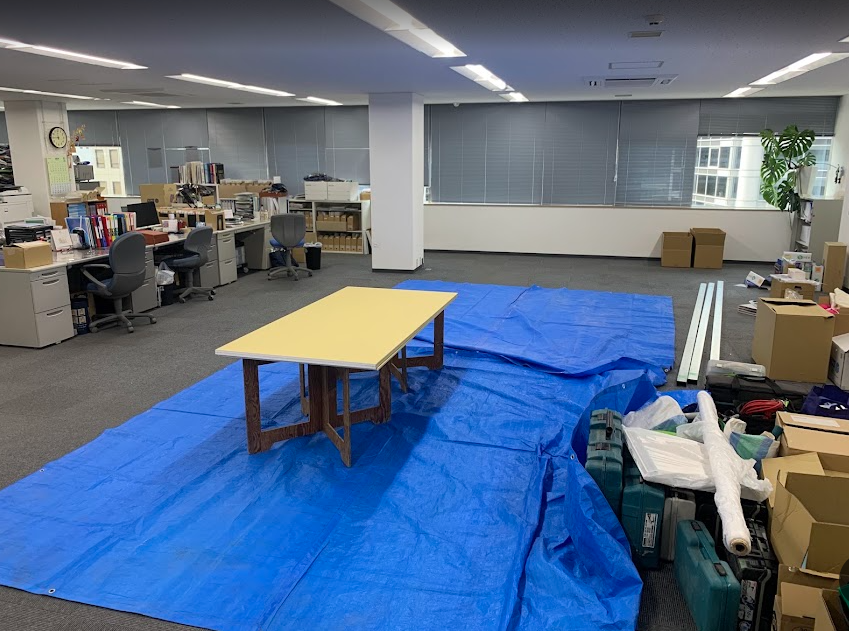 大阪市北区 テナントビル改修 アスベスト事前調査と室内養生作業