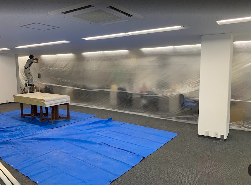 大阪市北区 テナントビル改修 アスベスト事前調査と室内養生作業